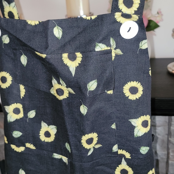 Sleeper Baccara Linen Sunflower Flare Leg Jumpsuit - Picture 5 of 12